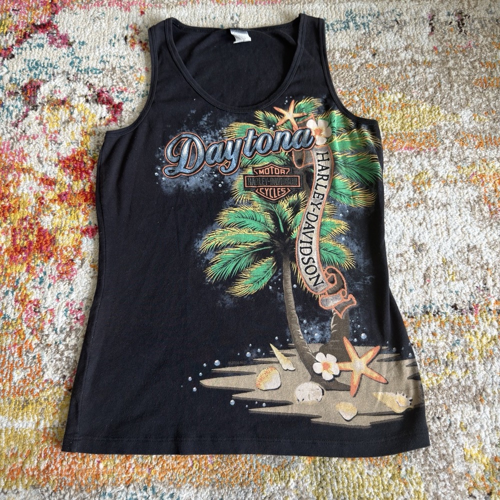 Harley Davidson Daytona Tropical Airbrushed Style Y2K Tank Top Size M